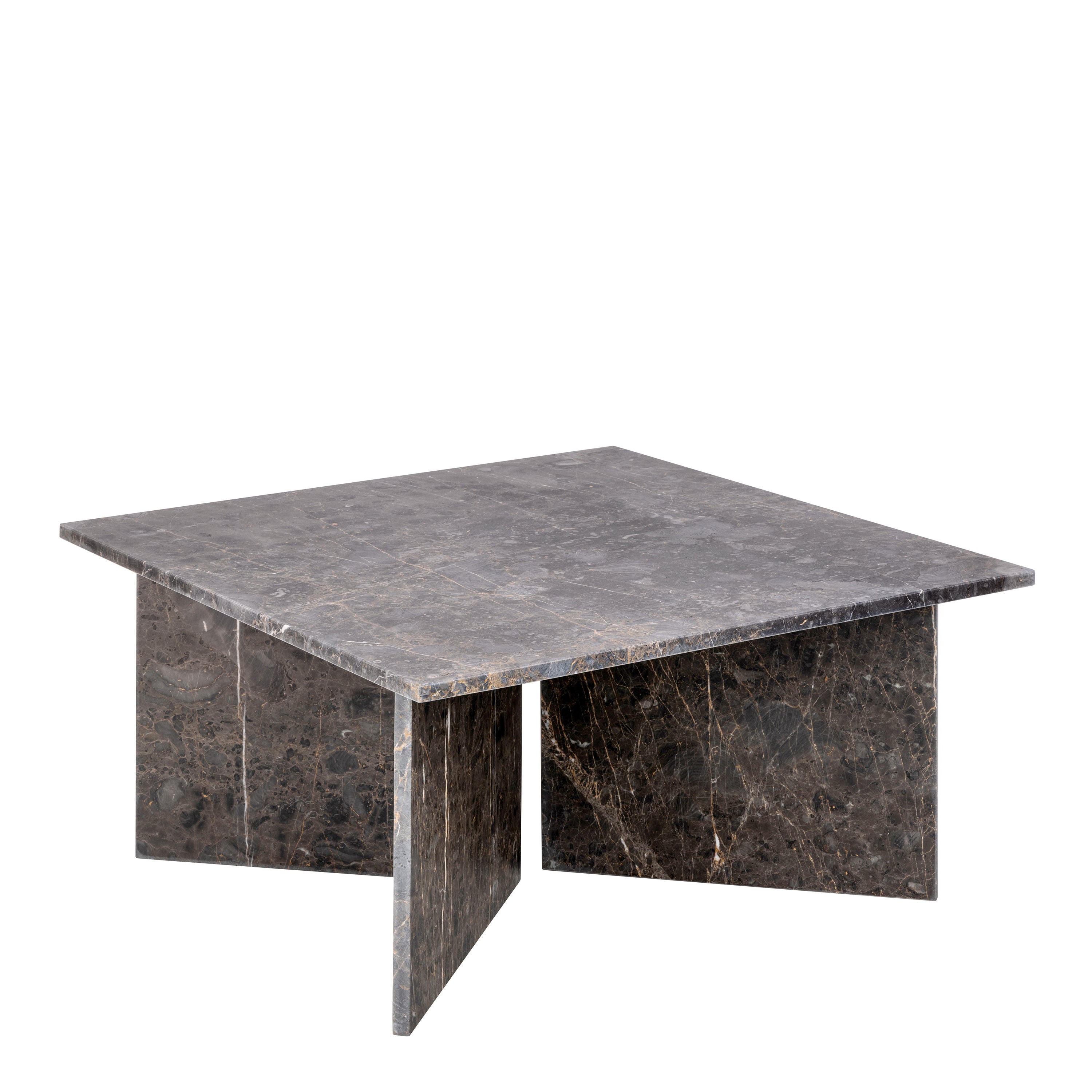 Lyra Square Coffee Table with Marron Marble Top 90cm