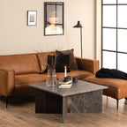 Lyra Square Coffee Table with Marron Marble Top 90cm
