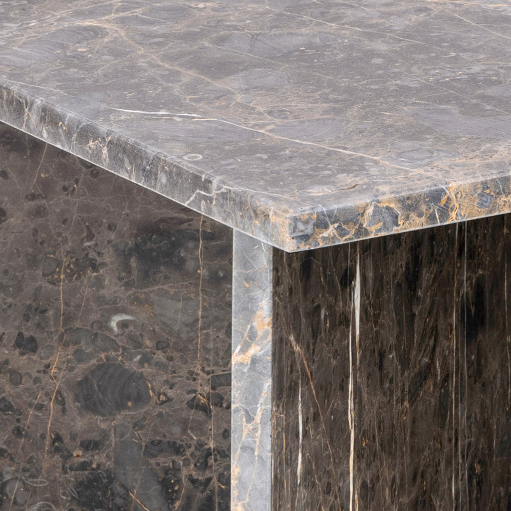 Lyra Square Coffee Table with Marron Marble Top 90cm