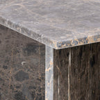 Lyra Square Coffee Table with Marron Marble Top 90cm