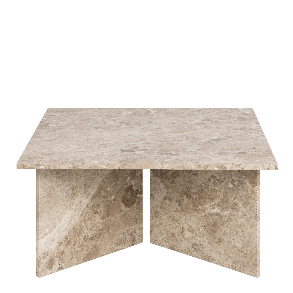Lyra Square Coffee Table with Brown Marble Top 90cm