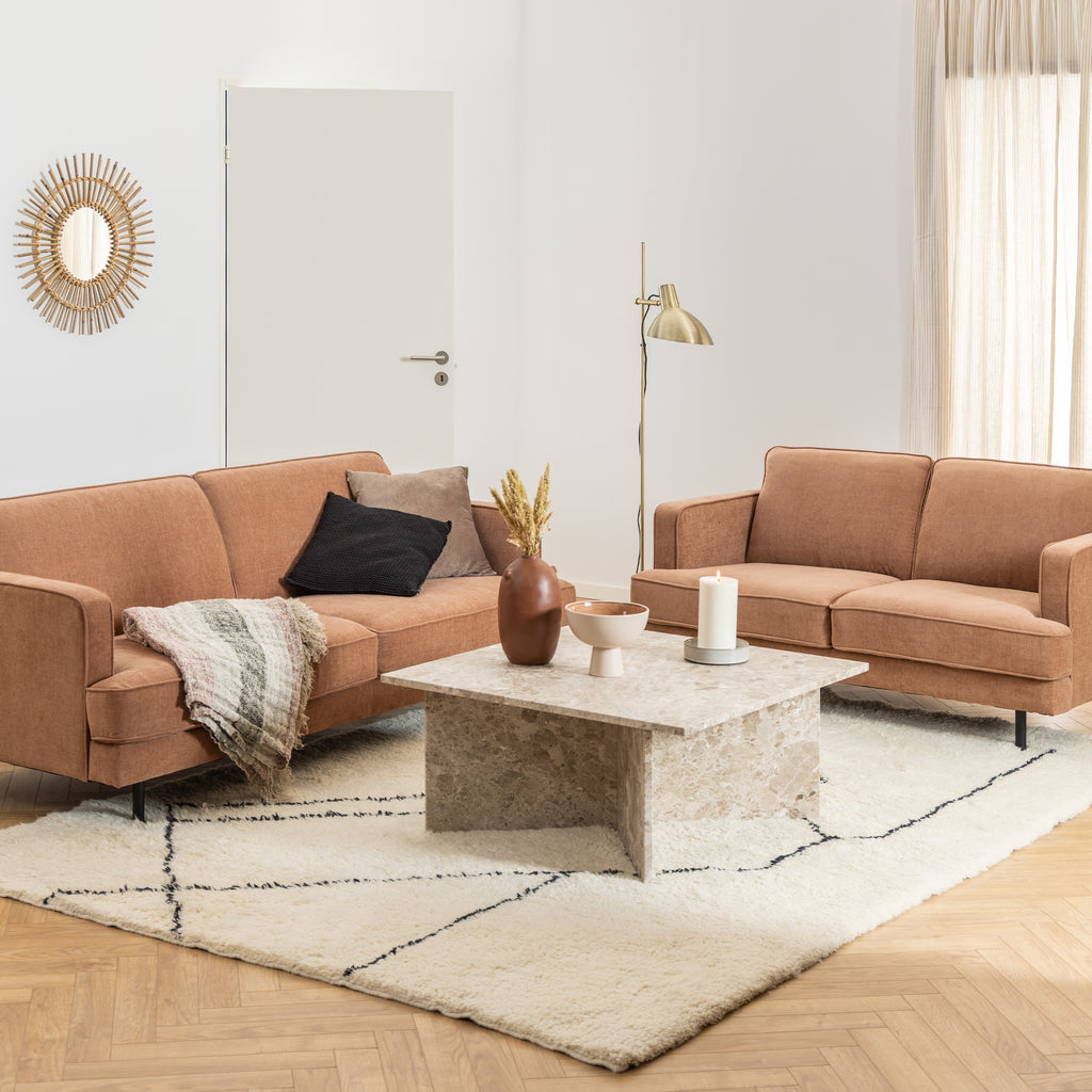 Lyra Square Coffee Table with Brown Marble Top 90cm