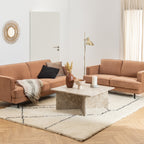 Lyra Square Coffee Table with Brown Marble Top 90cm