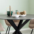 Harlow Round Dining Table with Ceramic Black Top