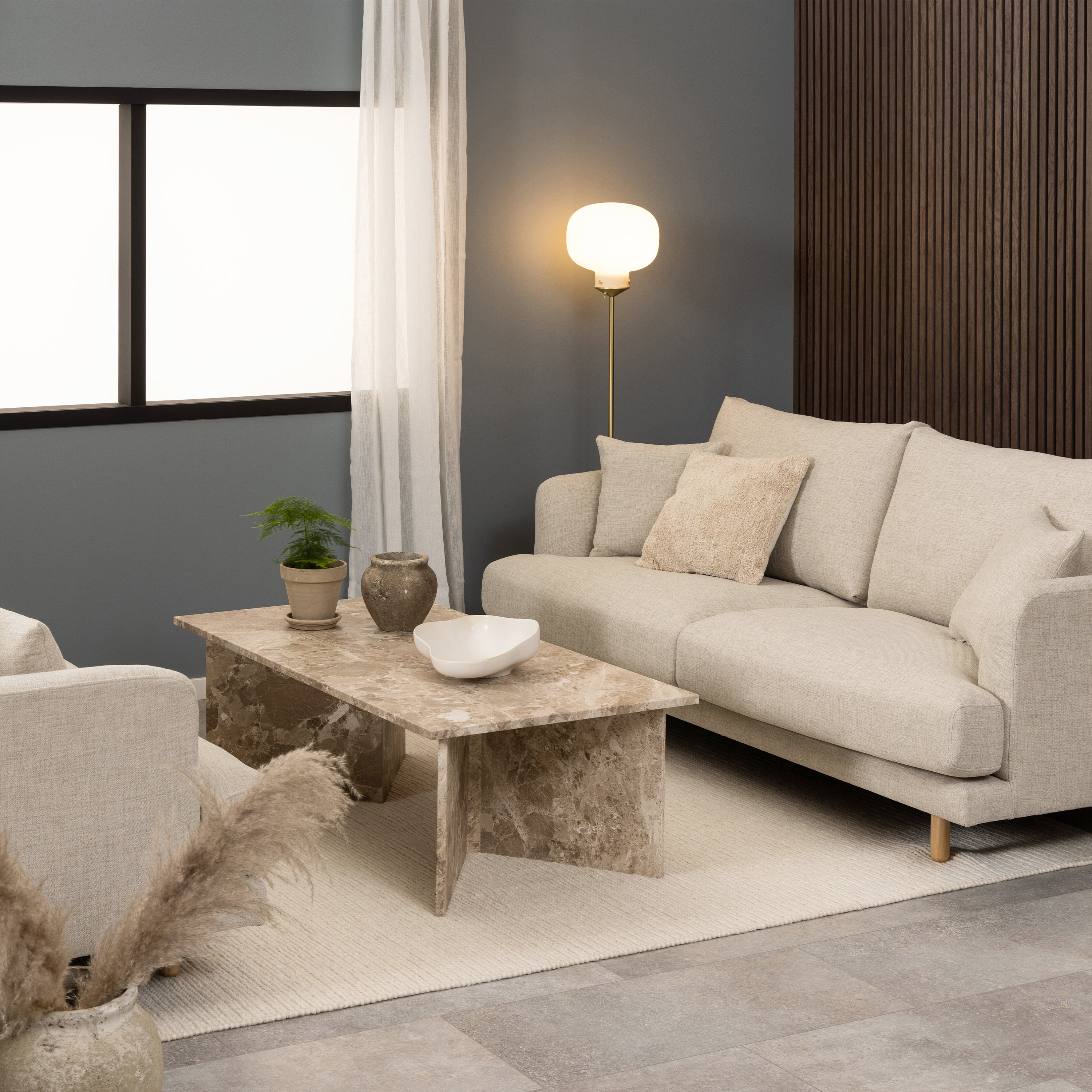 Lyra Rectangular Coffee Table with Brown Marble Top 140cm