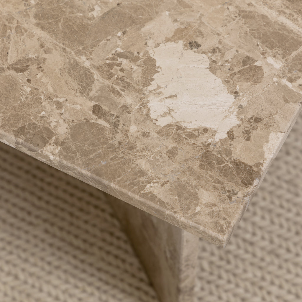 Lyra Rectangular Coffee Table with Brown Marble Top 140cm