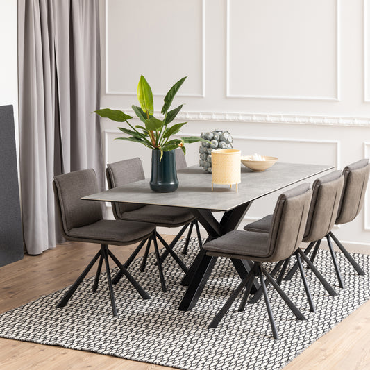 Harlow Dining Table with Ceramic Grey Top 200cm