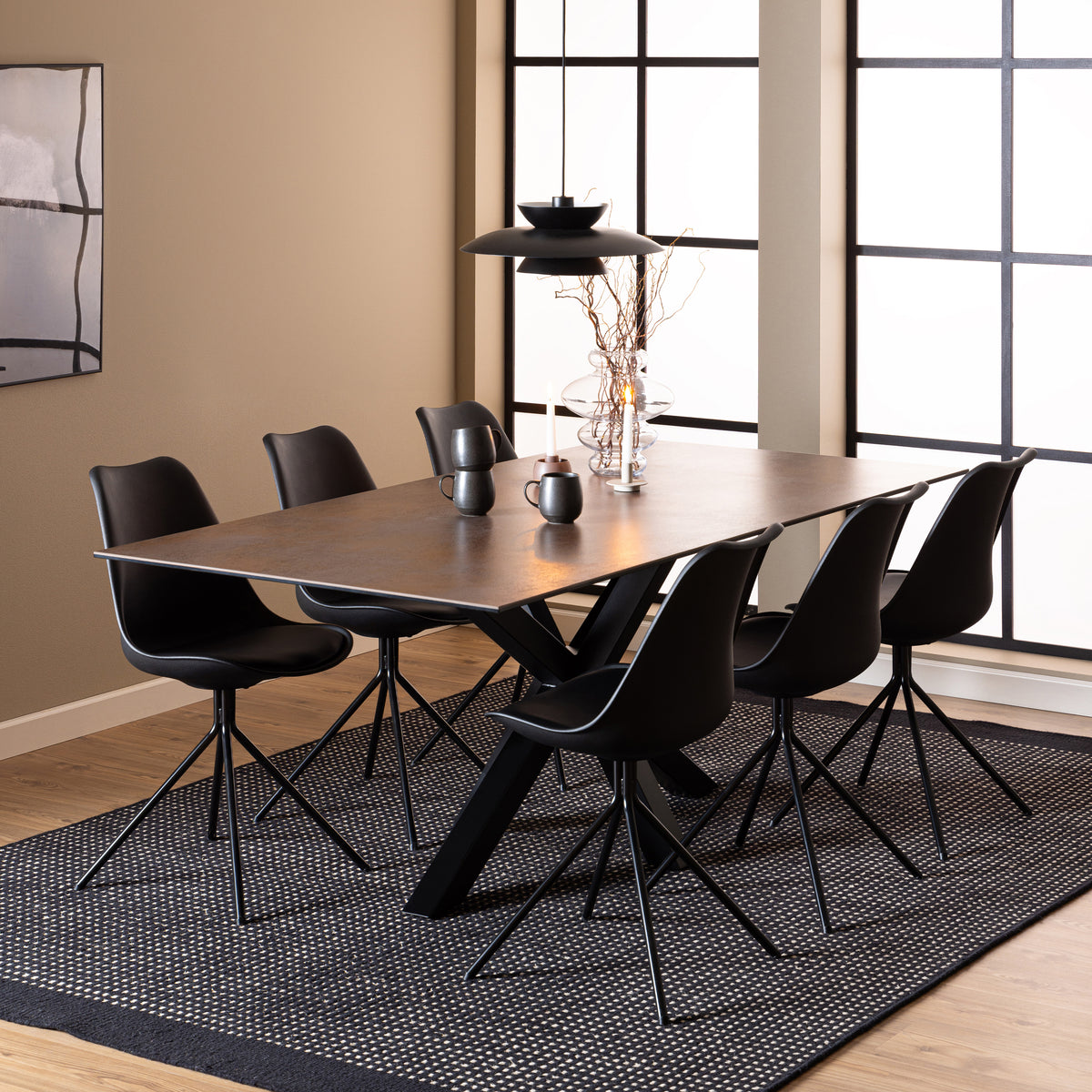 Harlow Dining Table with Ceramic Rusty Brown Top 200cm