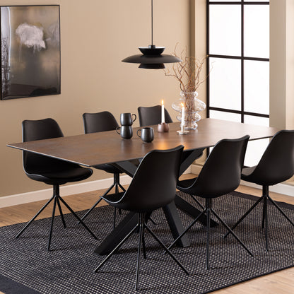 Harlow Dining Table with Ceramic Rusty Brown Top 200cm