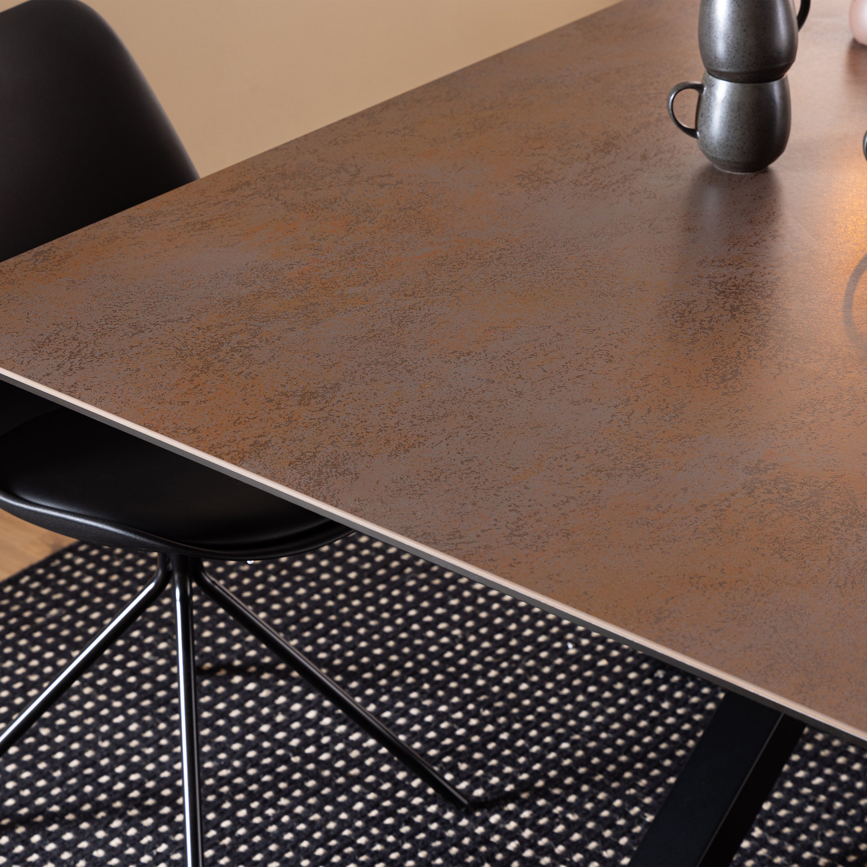 Harlow Dining Table with Ceramic Rusty Brown Top 200cm