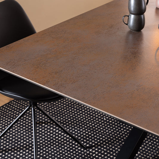 Harlow Dining Table with Ceramic Rusty Brown Top 200cm