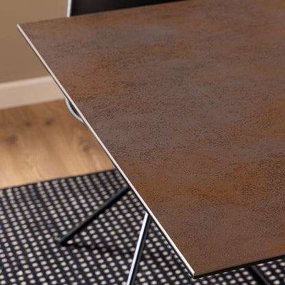 Harlow Dining Table with Ceramic Rusty Brown Top 200cm