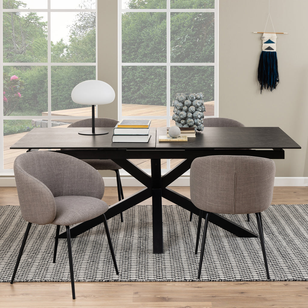 Harlow Extendable Dining Table with Ceramic Black Top 200cm