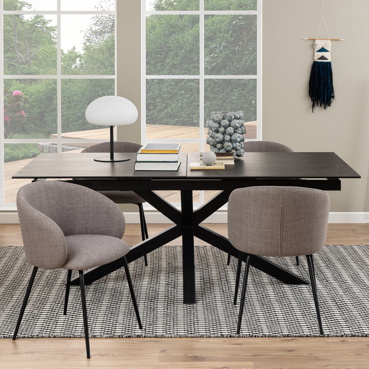 Harlow Extendable Dining Table with Ceramic Black Top 200cm