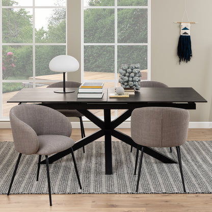 Harlow Extendable Dining Table with Ceramic Black Top 200cm