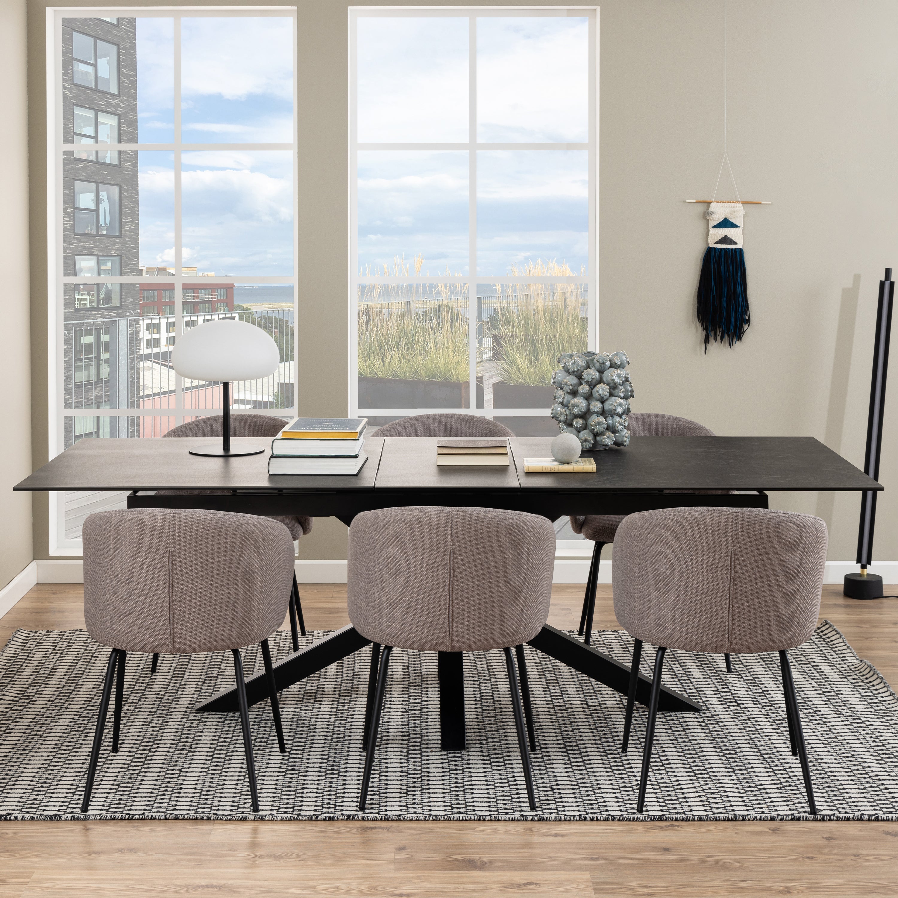 Harlow Extendable Dining Table with Ceramic Black Top 200cm