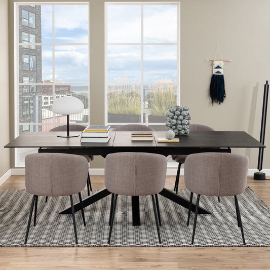 Harlow Extendable Dining Table with Ceramic Black Top 200cm
