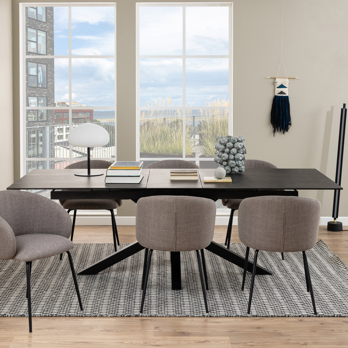 Harlow Extendable Dining Table with Ceramic Black Top 200cm
