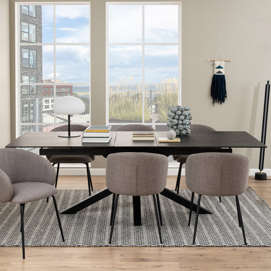 Harlow Extendable Dining Table with Ceramic Black Top 200cm