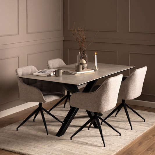 Harlow Dining Table in Ceramic Grey 160x75.5cm