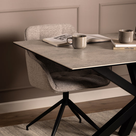 Harlow Dining Table in Ceramic Grey 160x75.5cm