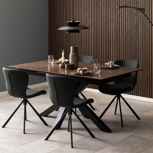 Harlow Extendable Dining Table with Ceramic Rusty Brown Top 168cm