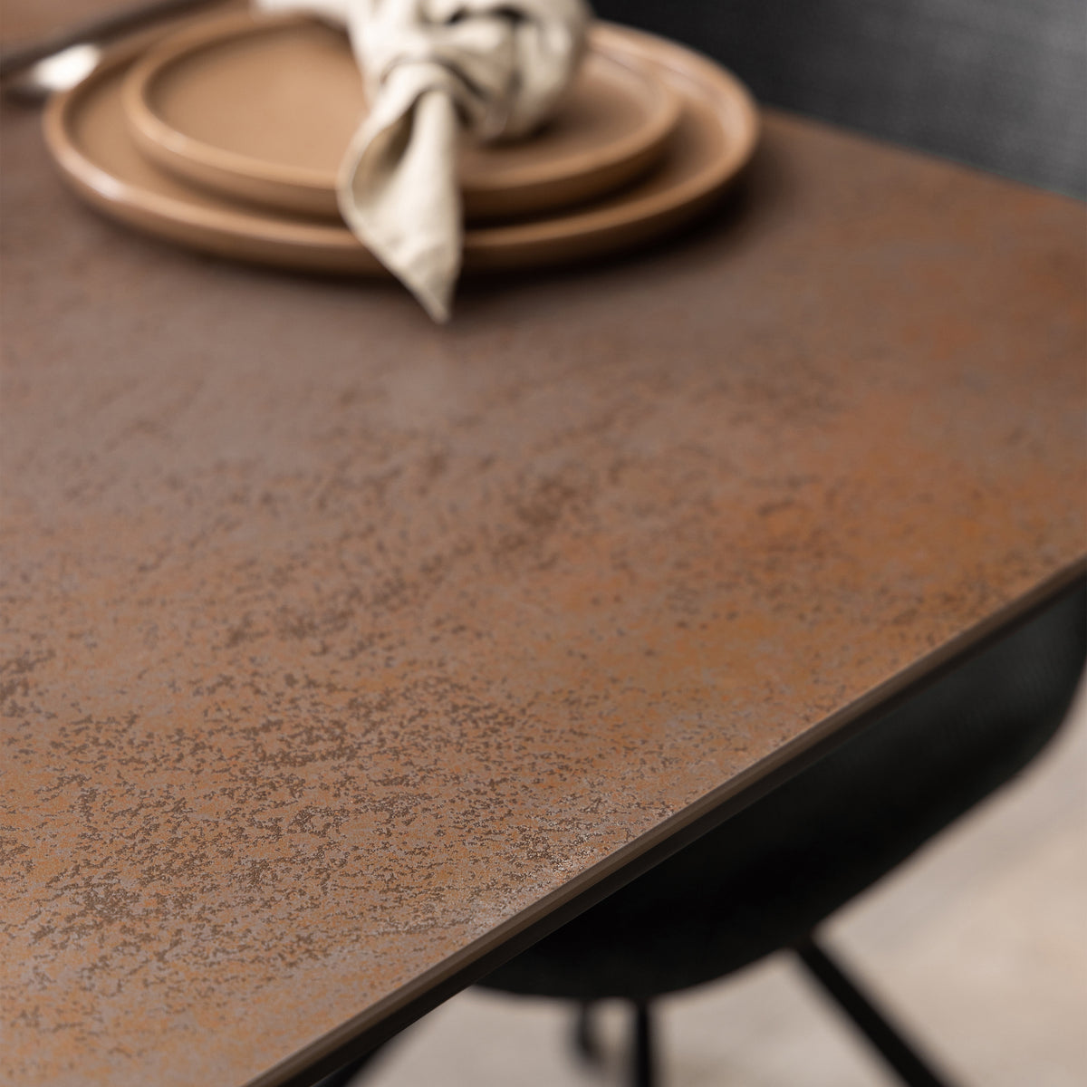 Harlow Extendable Dining Table with Ceramic Rusty Brown Top 168cm