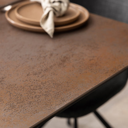 Harlow Extendable Dining Table with Ceramic Rusty Brown Top 168cm