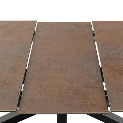 Harlow Extendable Dining Table with Ceramic Rusty Brown Top 168cm