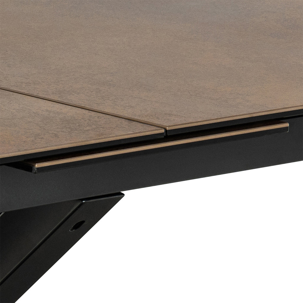 Harlow Extendable Dining Table with Ceramic Rusty Brown Top 200cm