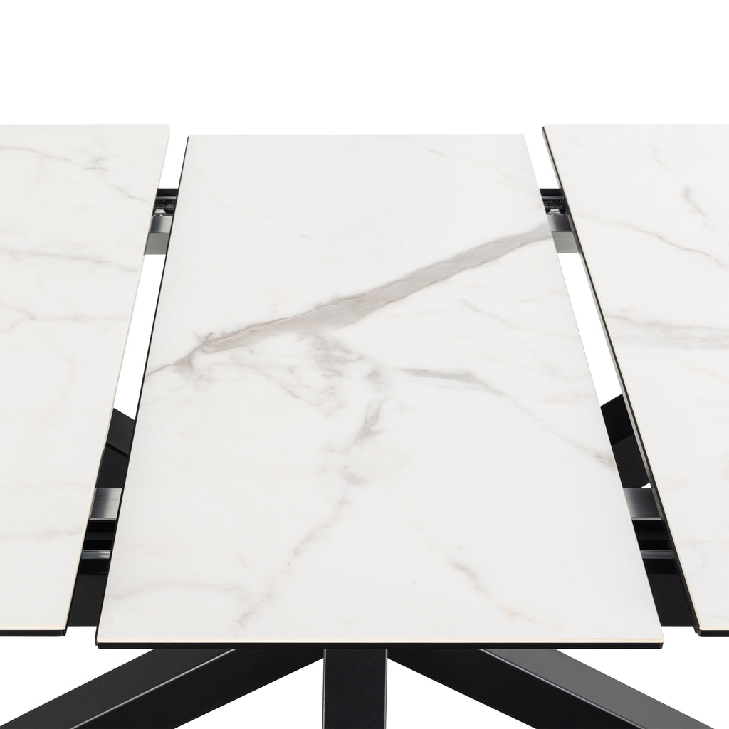 Harlow Extendable Dining Table with Ceramic White Top 168cm