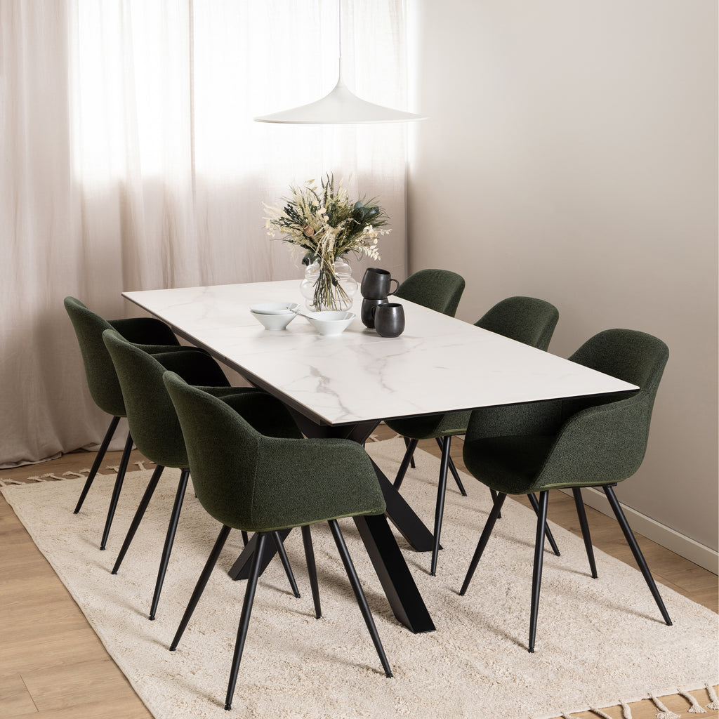 Harlow Extendable Dining Table with Ceramic White Top 168cm