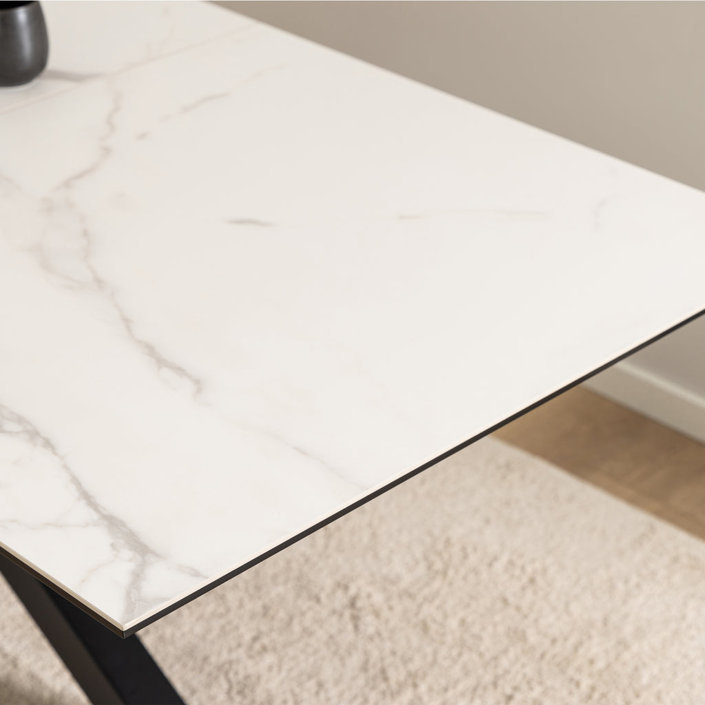 Harlow Extendable Dining Table with Ceramic White Top 168cm