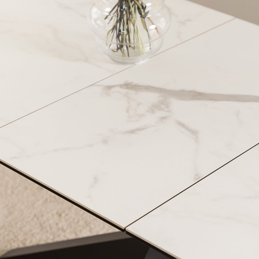 Harlow Extendable Dining Table with Ceramic White Top 168cm