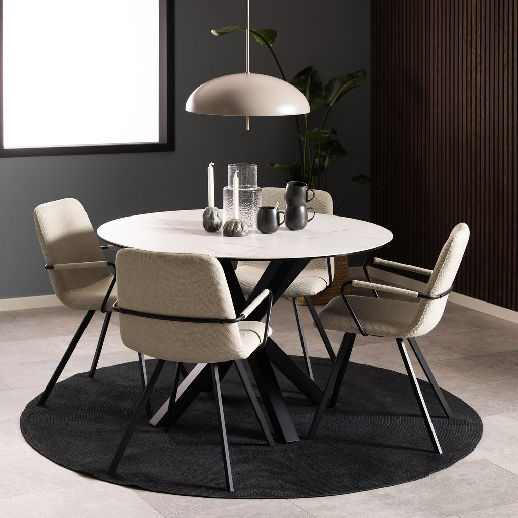 Harlow Round Dining Table with Ceramic White Top