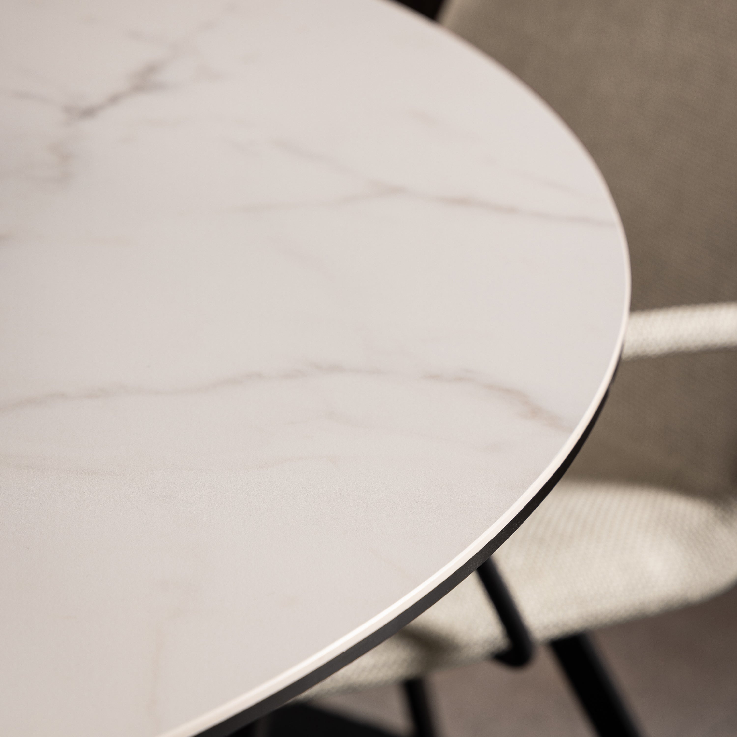 Harlow Round Dining Table with Ceramic White Top
