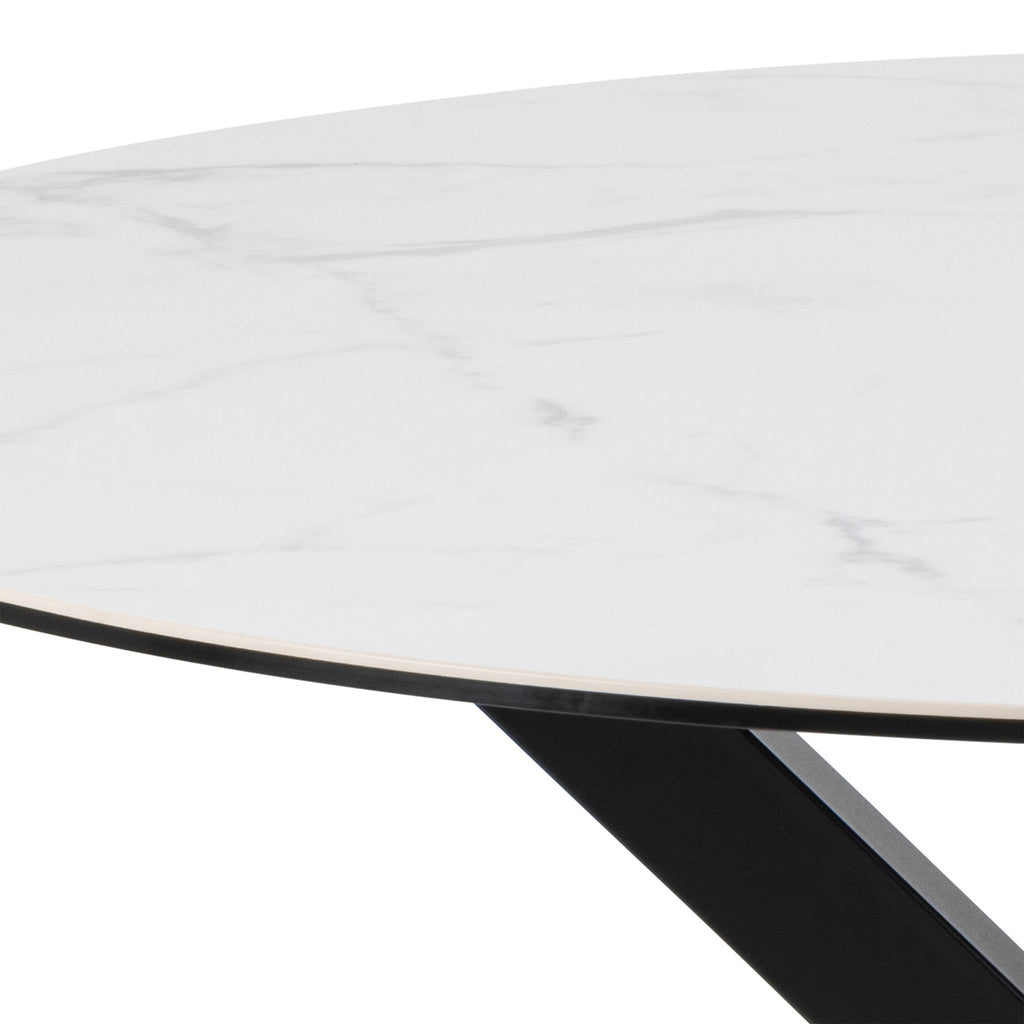 Harlow Round Dining Table with Ceramic White Top