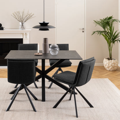 Harlow Dining Table with Ceramic Black Top 135cm