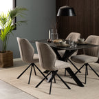 Harlow Dining Table with Ceramic Black Top 135cm