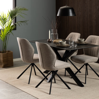 Harlow Dining Table with Ceramic Black Top 135cm