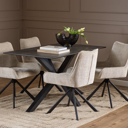 Harlow Dining Table with Ceramic Black Top 135cm