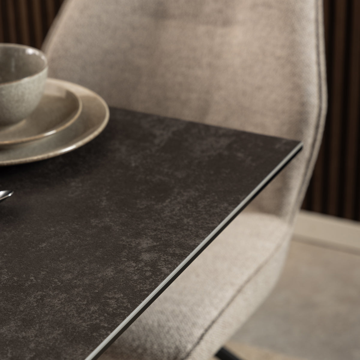 Harlow Dining Table with Ceramic Black Top 135cm