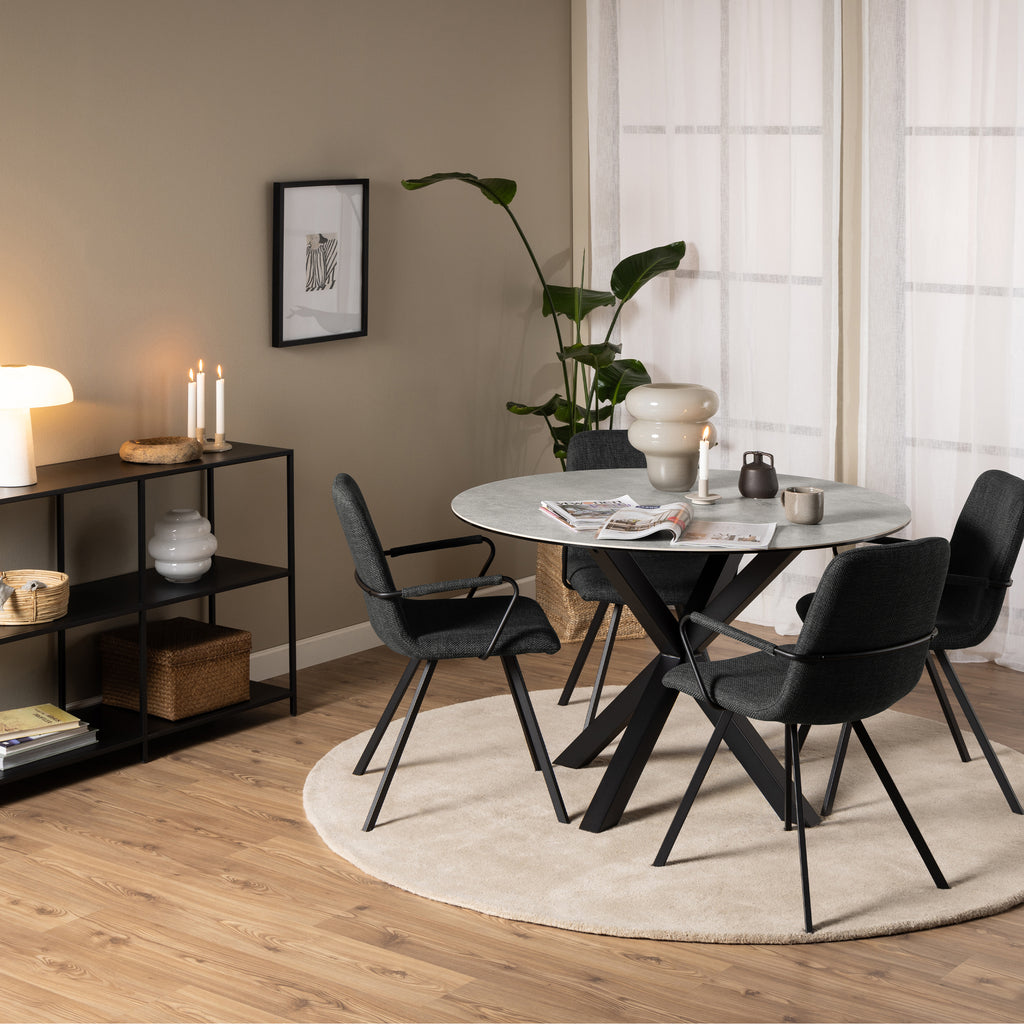Harlow Round Dining Table with Ceramic Grey Top
