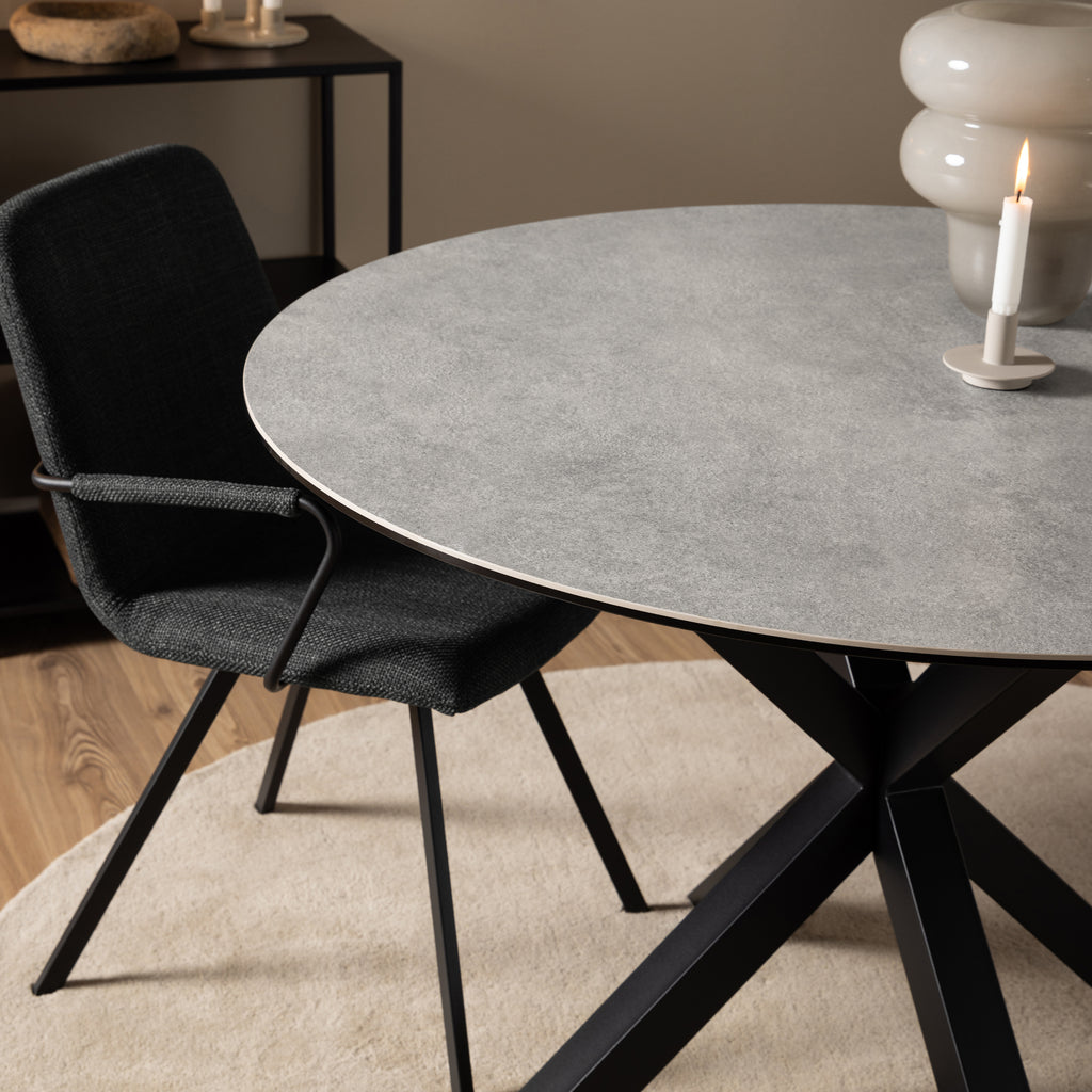 Harlow Round Dining Table with Ceramic Grey Top