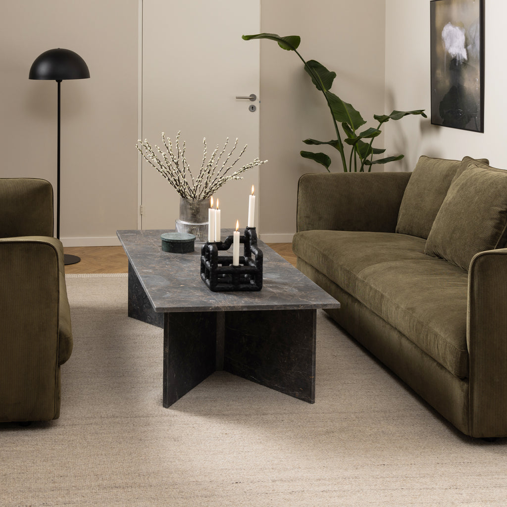 Lyra Rectangular Coffee Table with Marron Marble Top 140cm