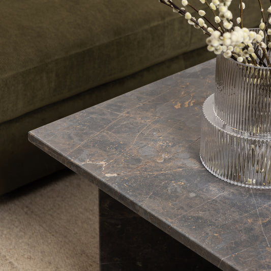 Lyra Rectangular Coffee Table with Marron Marble Top 140cm