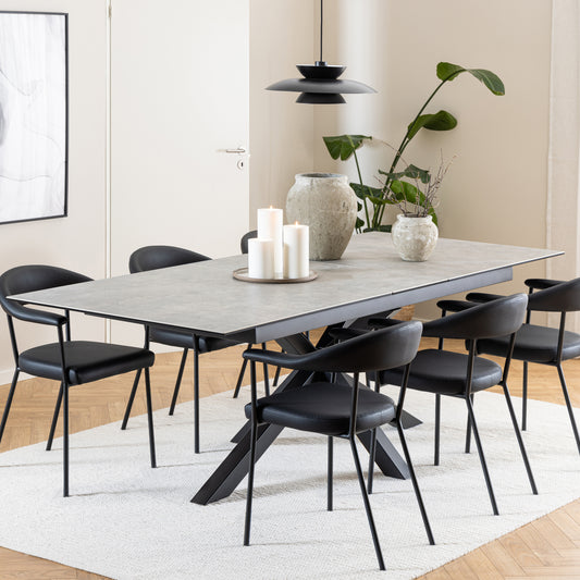 Harlow Extendable Dining Table with Ceramic Grey Top 200cm