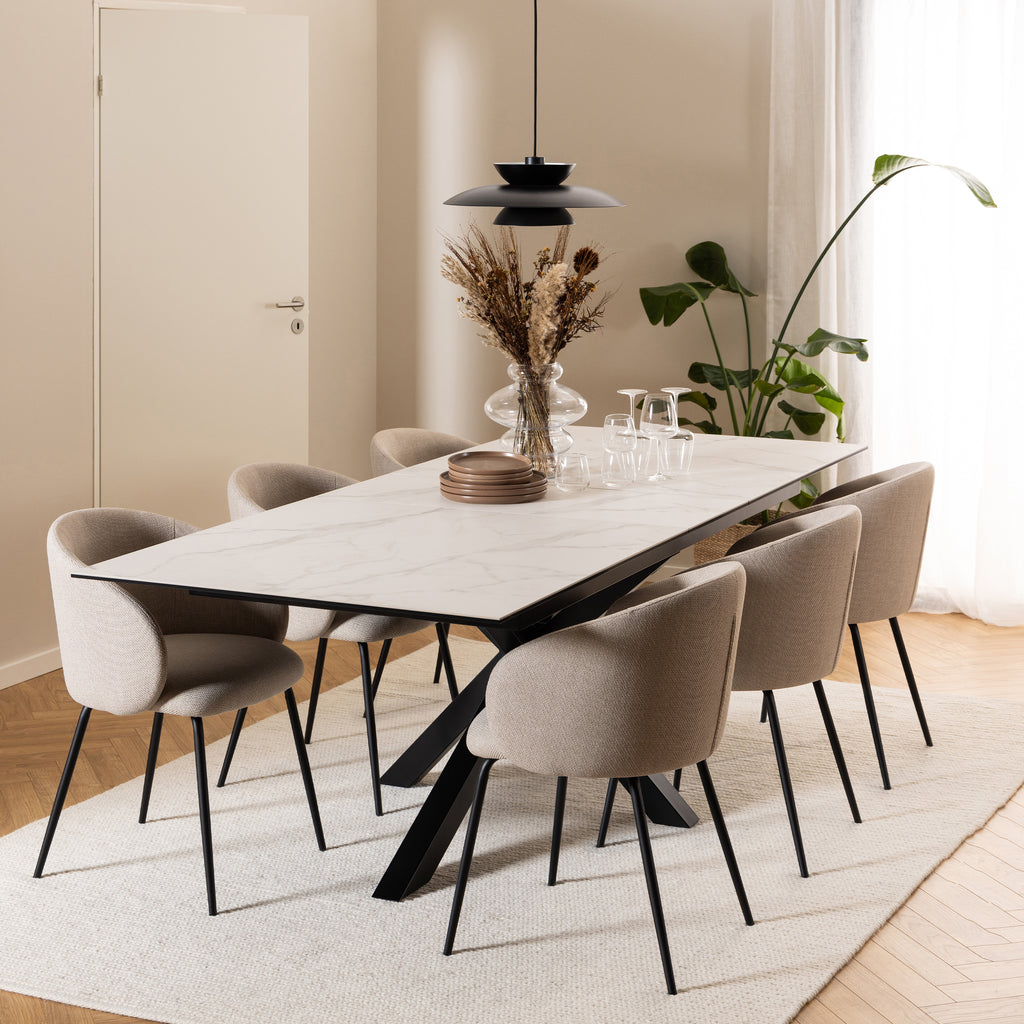 Harlow Extendable Dining Table with Ceramic White Top 200cm