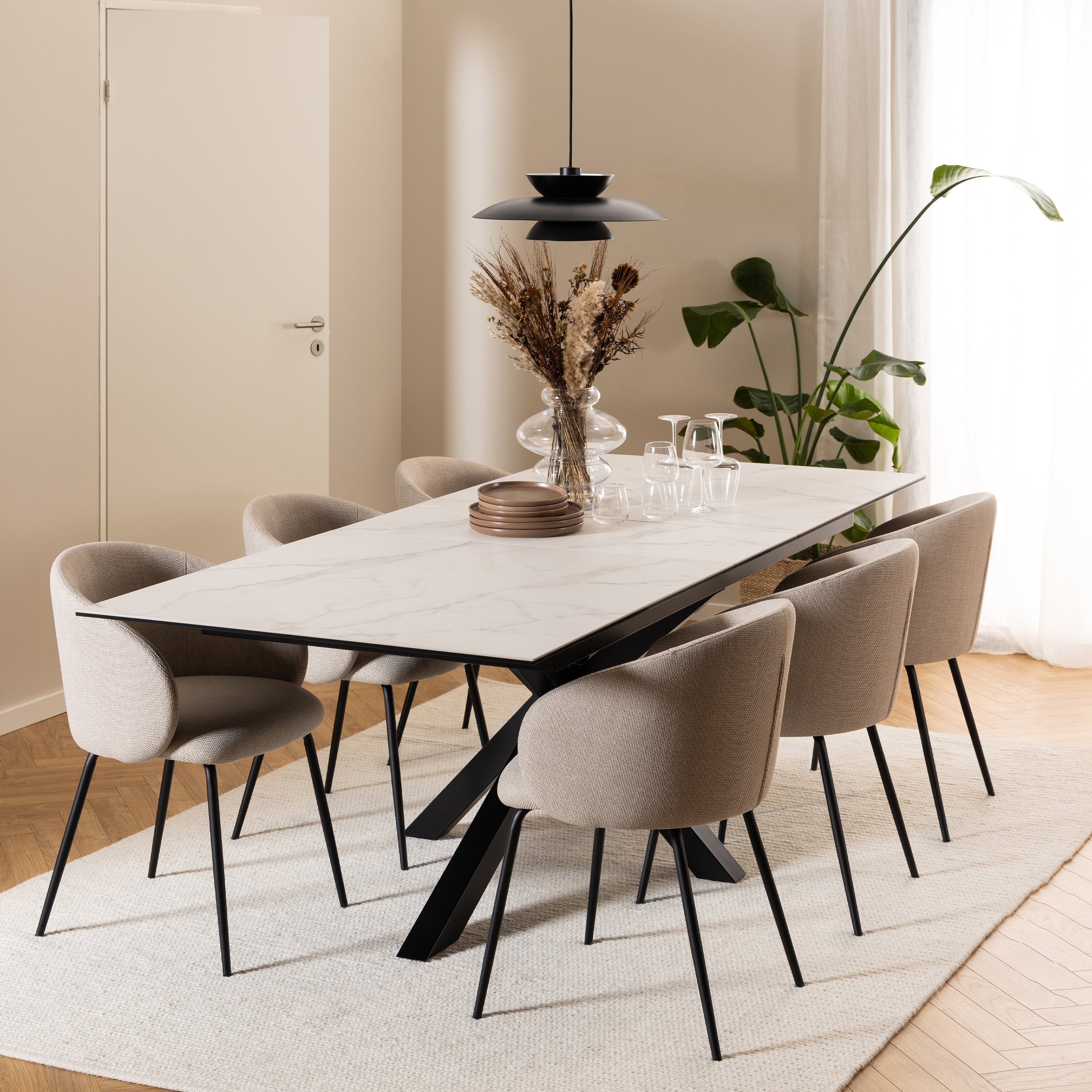 Harlow Extendable Dining Table with Ceramic White Top 200cm