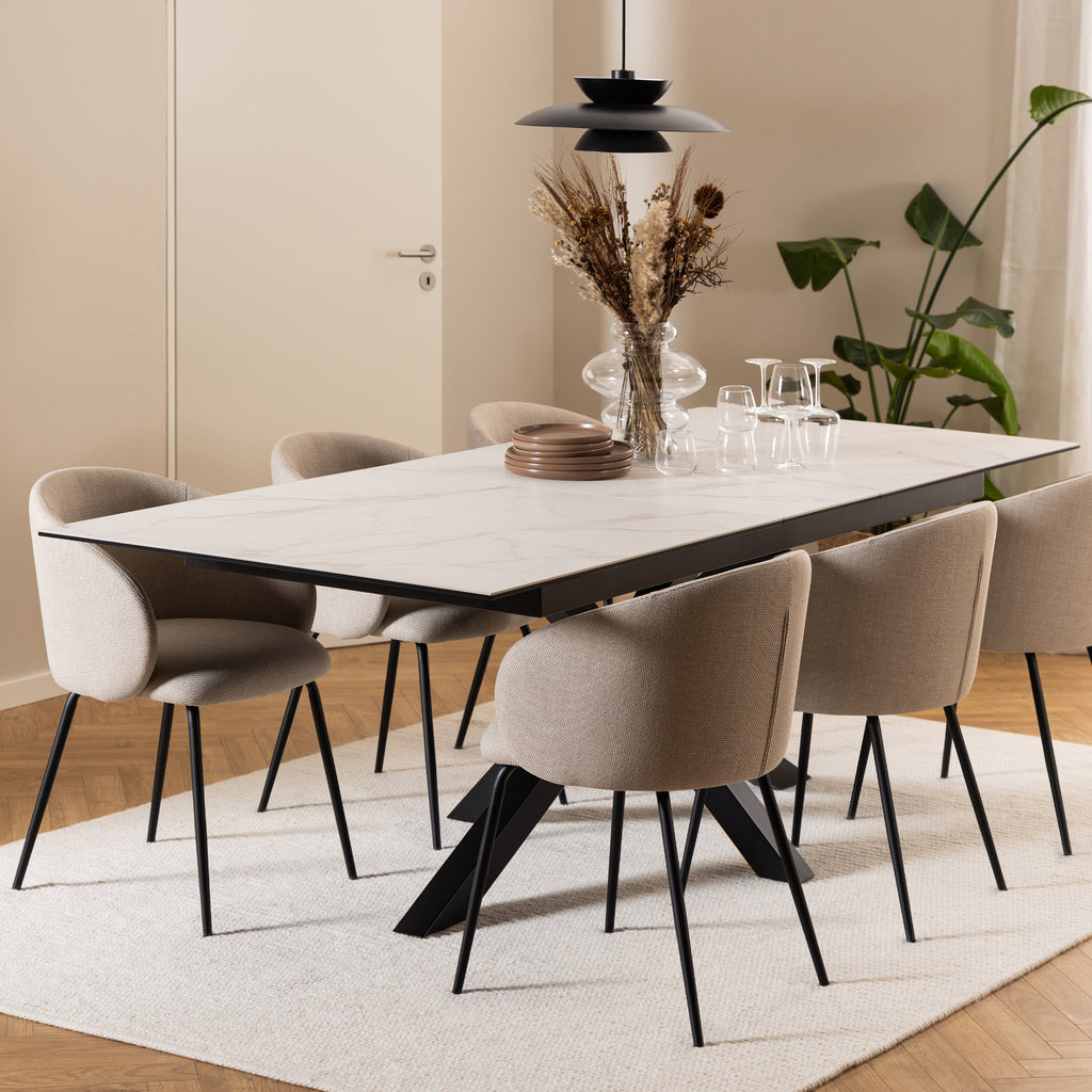 Harlow Extendable Dining Table with Ceramic White Top 200cm